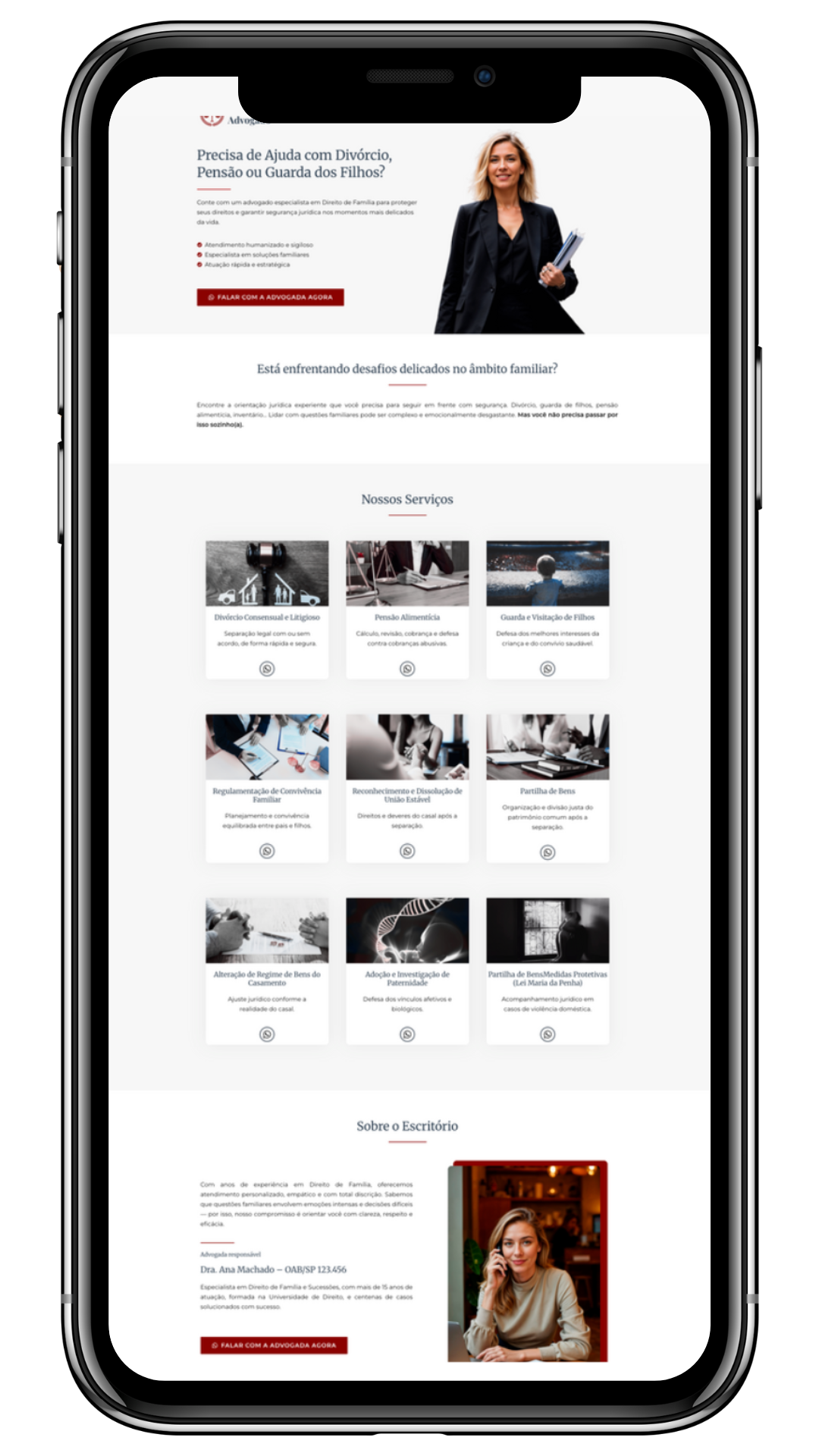 landing page direito de familia