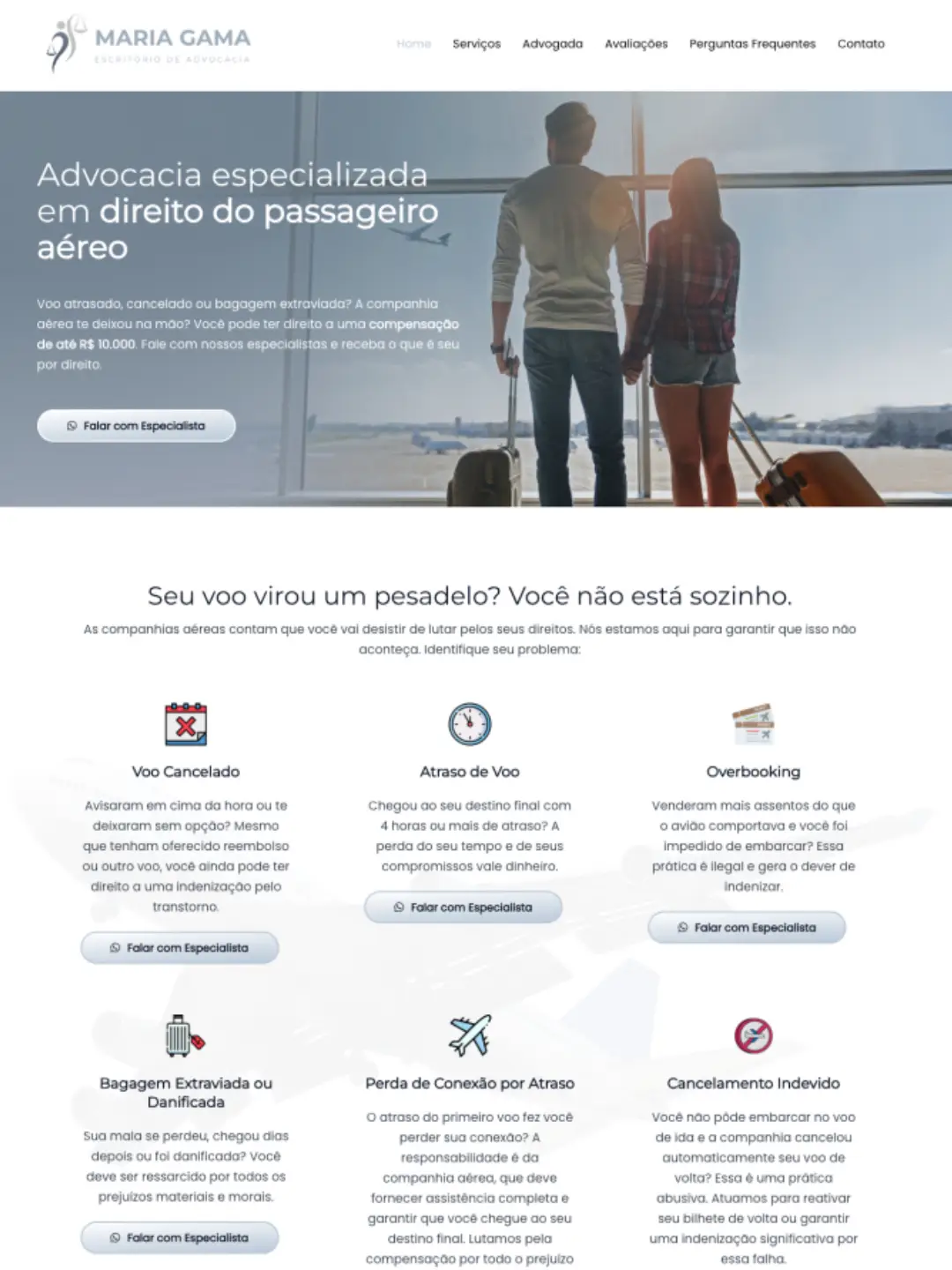 landing page direito do passageiro
